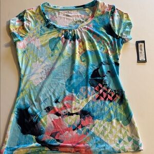 Worthington Multicolor Geometric Short Sleeve Top